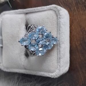 Elegant Sterling Silver Blue Gemstone Ring